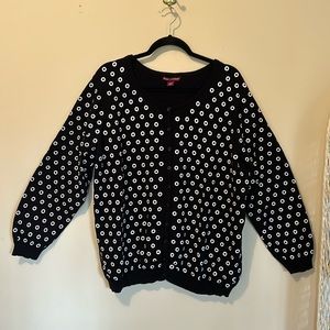 Jessica London Women’s Navy/White 100% Cotton Cardigan Sweater Spring Size 26